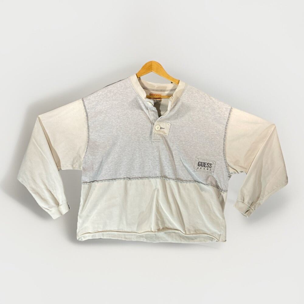 VTG 80s 90s Guess Jeans Sweatshirt Size L USA Made Classic Cropped Streetwear